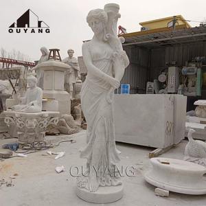 Statue de déesse européenne classique, sculpture de femme en marbre blanc sculptée à la main, lampe pour la décoration de villas de luxe - Product Image 4