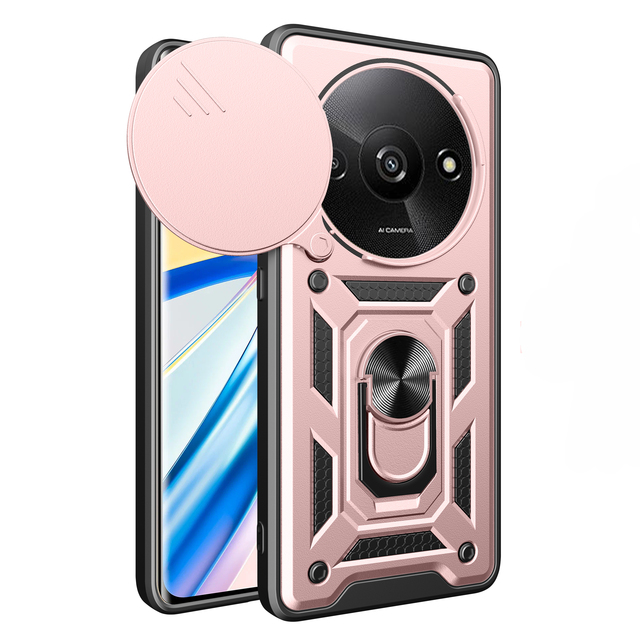 New Arrival SLJ SJ-8 Armor Design TPU+PC Mobile Phone Case Sliding Lens Window Kickstand Shockproof Waterproof Camera Frame