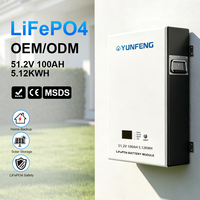 Batterie murale intelligente 48V 100Ah 5kWh, stockage d'énergie empilable avec contrôle par application pour système d'alimentation solaire domestique et industriel