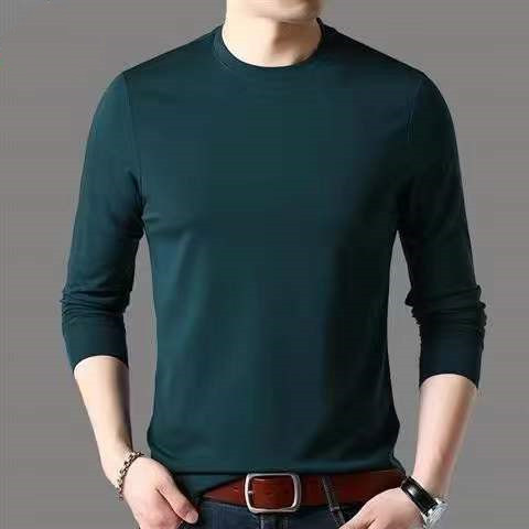 เสื้อแขนยาวคอกลมสีเขียวเข้ม