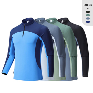 Quarter Zip Mens Gym Running Sports Nuevo diseño Dry Fit Camisetas de manga larga Fitness Entrenamiento Atlético Sudadera para hombres - Product Image 1