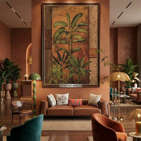 Peinture à l'huile peinte à la main, style forêt tropicale, jungle, botanique, florale, cadre en alliage d'aluminium, vente en gros pour hôtels