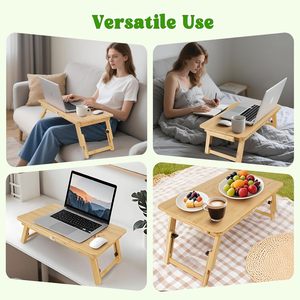 Nouveau bureau d'ordinateur portable réglable en bambou avec tiroir <span class=keywords><strong>plateau</strong></span> de <span class=keywords><strong>lit</strong></span> d'ordinateur portable de chevet avec conception de ventilateur <span class=keywords><strong>pour</strong></span> bureau surf lecture manger - Product Image 2
