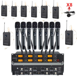 UR-8000-F 640-690mhz UHF Micrófono Inalámbrico <span class=keywords><strong>Profesional</strong></span> de 8 Canales con Auriculares Lavalier de Mano - Product Image 1