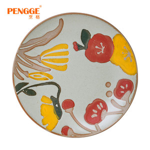 Piatti in Ceramica Floreali Retrò con Decorazioni Dipinte a Mano, Piatti Decorativi per Cucina Domestica e Allestimenti Tavola Ristorante - Product Image 4