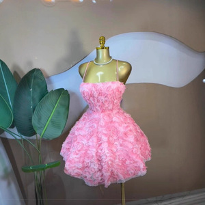 Vestido Mini Floral 3D para Mujer, Tirantes Finos, Espalda con Cordones, Vestidos de Fiesta con Volumen Estilo Princesa, Moda Femenina - Product Image 1