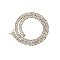Chaîne tennis en zircon 7 mm, collier hip-hop pour homme style rock sugar, chaîne de cou simple à une seule rangée.