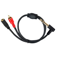 Câble adaptateur RCA mâle coudé à 90 degrés 6,35 mm mono vers double canal 3,5 mm pour microphone, mixeur, amplificateur