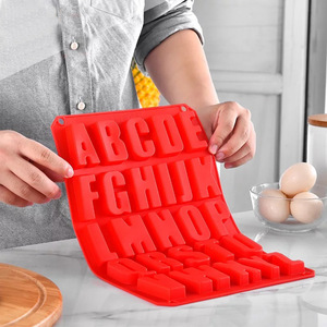 <b>Silicone</b> Letter Molds Red 26 Letters Cake <b>Baking</b> Mold DIY Chocolate Ice Cube Tray Kitchen Tool - Product Image 4