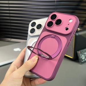 เคสโทรศัพท์แม่เหล็กแบบด้าน รุ่นแฟชั่น สำหรับ iPhone 18 11 12 13 17 Pro Max 14 15 16 Plus พร้อมขาตั้งวงแหวน 360 องศา และฟิล์มกันรอยเลนส์ - Product Image 5