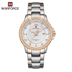 Naviforce 9187 Hot Bán thương hiệu thép không gỉ Thạch Anh Chất lượng cao phong trào giờ đồng hồ sang trọng phụ nữ xem - Product Image 4