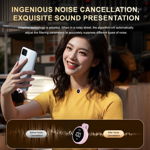 Professional 2-in-1 mini S30 wireless lavalier microphone with charging <b>case</b> and LED display screen, suitable for smartphones - Product Image 6