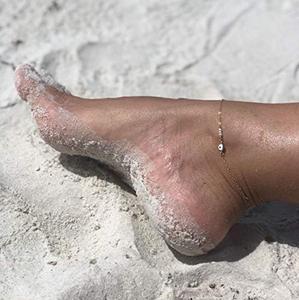Feimepeishang — <span class=keywords><strong>bijoux</strong></span> de pieds en <span class=keywords><strong>argent</strong></span> Sterling 925 pour femmes, chaîne de cheville en plaqué or avec perles, idéal pour la plage, nouvel arrivage - Product Image 5