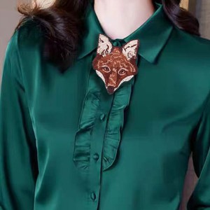 Pajarita bordada con cabeza de zorro para mujer, accesorio para camisa, corsage - Product Image 4