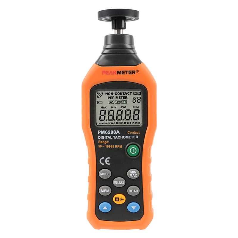 Цифровой портативный Тахометр Peakmeter PM6208A высокого качества с тестером скорости вращения PM6208A с функцией хранения данных