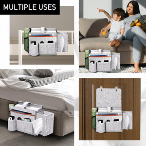 Feutre chevet Caddy organisateur lit stockage Magazine téléphone tablette <span class=keywords><strong>iPad</strong></span> support à distance avec boîte à mouchoirs poches pour bouteilles d'eau - Product Image 6
