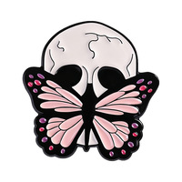 Crâne horreur papillon alliage argent plaqué broche ensemble Style sombre personnalité vêtements accessoires broche Badge fête cadeau