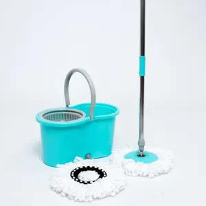 Modern Magic Handle Mop With Steel Pole Round Rotation Spin Mop Head Wiper Dry Cleaning Mop And Bucket Set By Supplier