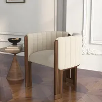 Chaise de salle à manger en PU style crème, fauteuil de luxe français avec structure en bois massif, chaise rembourrée pour restaurant, chaise d'appoint pour hôtel et salon
