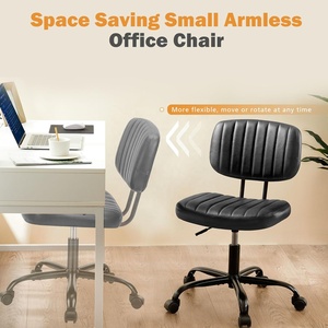 Anji cómodo cojín grueso diseño Flexible blanco altura ajustable sin brazos 360 giratorio <span class=keywords><strong>PC</strong></span> <span class=keywords><strong>Silla</strong></span> de <span class=keywords><strong>escritorio</strong></span> de oficina para espacio pequeño - Product Image 6