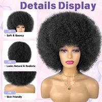 Wig Afro Keriting Sintetis Tahan Panas, Dapat Disesuaikan, Model Explosion-Head Pendek Mengembang untuk Wanita Kulit Hitam, Cocok untuk Sehari-hari
