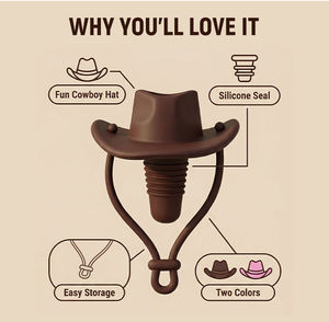Bouchons à vin, bouchon en silicone pour <span class=keywords><strong>Prosecco</strong></span>, bouchon pour <span class=keywords><strong>bouteille</strong></span> de vin, bouchon à champagne en forme de chapeau de cowboy, cadeau amusant pour les amateurs de vin - Product Image 5