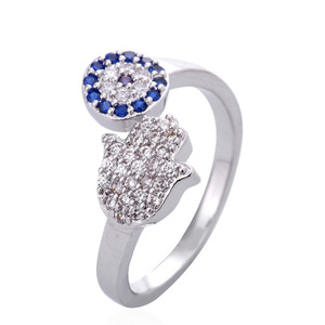 Anillo Hamsa <span class=keywords><strong>de</strong></span> Plata <span class=keywords><strong>de</strong></span> Ley 925 con Ojo y Circonitas, Ajustable, Protección y Suerte, Joyería <span class=keywords><strong>para</strong></span> Mujer, Oro Rosa, Venta al por Mayor, Personalizado OEM - Product Image 4