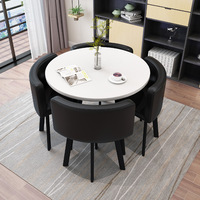 Tables de négociation modernes blanches et ensemble de 4 chaises pour salon, salle de café, bureau à domicile, meubles de bureau en bois