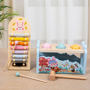 Jouet musical multifonctionnel 2-en-1 pour l'éveil éducatif : <span class=keywords><strong>banc</strong></span> de percussion en bois et <span class=keywords><strong>xylophone</strong></span> <span class=keywords><strong>à</strong></span> marteaux - Product Image 2