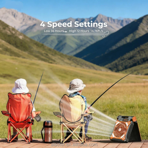 ALECTER Ventilador de Camping Solar Portátil Mejorado, Recargable, 36 Horas de Autonomía, 4 Velocidades, Temporizador de 8 Horas, 90° Ajustable, Modelo APH-F06 - Product Image 2