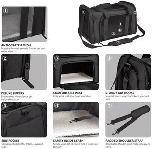 Özel havayolu onaylı evcil hayvan taşıyıcı yumuşak taraflı kedi köpek Tote çanta katlanabilir seyahat yavru taşıyıcı köpek taşıyıcı - Product Image 5