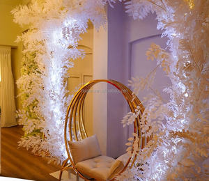 शादी की पार्टी सजावट, जन्मदिन के फूल मेहराब सफेद पत्ती के चक्कर में दिखाई गई - Product Image 5