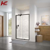 Vente en gros de portes de salle de bain coulissantes en aluminium pour hôtel, salle de douche en verre trempé étanche