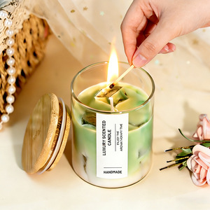 Bougie <span class=keywords><strong>d</strong></span>'aromathérapie artisanale parfumée au café et aux desserts, en forme de glaçon, pour créer une ambiance festive, ornement et souvenir - Product Image 4