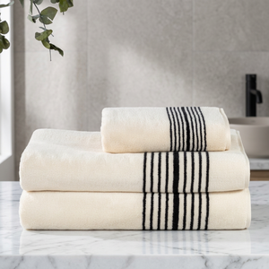Yarn Dyed Luxury <b>Towel</b> <b>Set</b> Wholesale Custom Black Line Natural Colour Hand <b>Towel</b> <b>Bath</b> <b>Towel</b> - Product Image 2