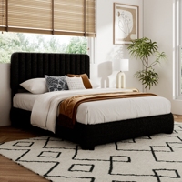 Cadre de lit en tissu moderne de luxe écologique pour hôtel, taille King/Queen, avec design capitonné performant, couleur grise
