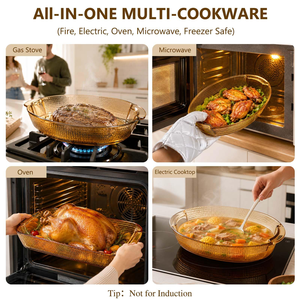Set di Utensili da Cucina in Vetro Borosilicato ad Alta Resistenza al Calore Senza Piombo, Set di Teglie per Microonde <span class=keywords><strong>e</strong></span> <span class=keywords><strong>Forno</strong></span> - Product Image 2