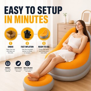 Sofá Inflable Moderno y Minimalista al por Mayor con Otomana, PVC Flocado, Portátil, <span class=keywords><strong>Plegable</strong></span>, para Interiores y Exteriores, Personalizable - Product Image 5