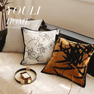 Fodera per cuscino quadrato antico retrò con motivo pied-de-poule in tela marrone per divano, camera da letto, schienale - Product Image 4