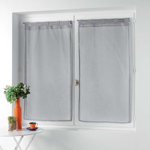 Tenda dritta con passanti effetto lino, tessuto grigio Zazy, 2x60x120 cm - Product Image 1