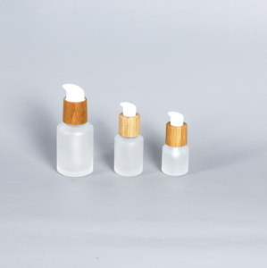 Botol Kaca Transparan Berbentuk Miring dengan Pompa Tetes Kayu Bambu, <span class=keywords><strong>Set</strong></span> Botol <span class=keywords><strong>Jar</strong></span> untuk Kemasan Serum, Lotion, Krim - Product Image 4