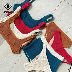 Maillot de bain pour femmes, bandeau personnalisé, taille haute, tissu texturé doux et extensible de haute qualité, maillot de bain sexy, bikini en tissu froissé - Product Image 1