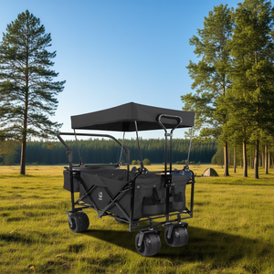 Carrito Plegable con Toldo, Ruedas Todoterreno de 4 Pulgadas, Freno, Manijas Ajustables, para Camping y Uso en Exteriores - Product Image 2