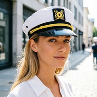 Sombrero de Capitán Bordado de Alta Calidad para Fiestas, Accesorios de Disfraces de Carnaval, Sombrero de Marinero de Yate para Adultos en Venta