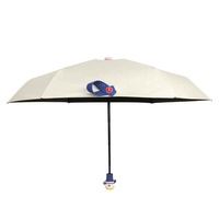 Parapluie manuel pliable 5 sections Cutepet Série IP, revêtement noir, motif lapin/chiot 3D, portable pour le camping, protection UPF 50+, format de poche, logo personnalisable