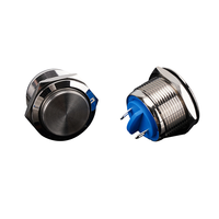 Interrupteur à bouton-poussoir LED en acier inoxydable étanche IP65, autobloquant, avec voyant lumineux, commande marche/arrêt, trou de montage 12/16/19/22 mm