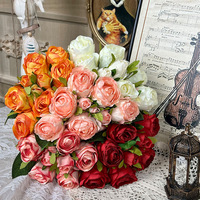 9-koppige liefdesrozen kunstbloemenboeket, kunstzijde bloemen, spuitgietbloemen, bloemstukken, bruiloft decoratie
