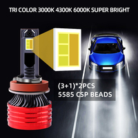 Phare LED Mini Super Lumineux Haute Puissance Canbus 150W 25000LM 3 Couleurs 9005 9006 H4 H11 H7 Ampoule LED