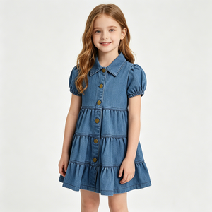 Hongbo Kid boutique Summer Baby Girl Condole belt Denim Dress ultimi bambini Summer Jean Dress - Product Image 3