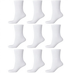 <b>White</b> Ribbed Anti-Slip Nylon <b>Sports</b> Crew Athletic <b>Socks</b> Plain Knit for Daily Wear and Basketball Training - Product Image 4